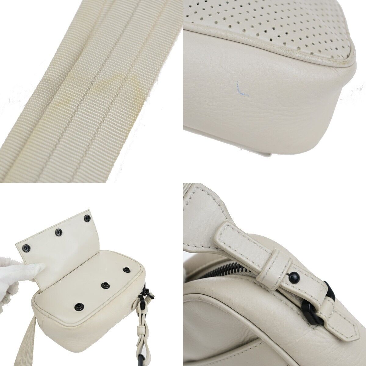 BOTTEGA VENETA Logo Mini Shoulder Bag Leather White Made in Italy 83EC630