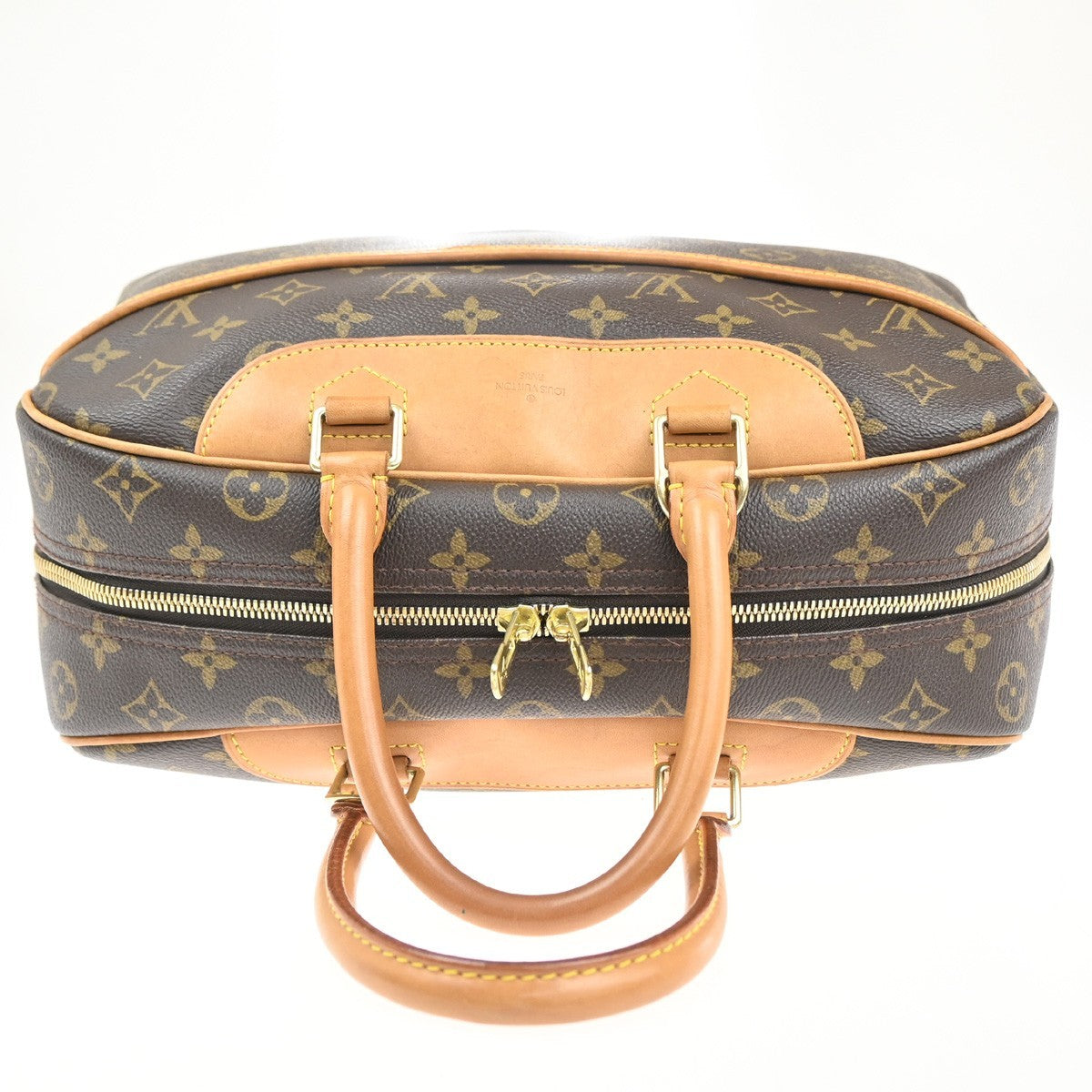 LOUIS VUITTON LV Logo Deauville Hand Bag Monogram Leather Brown M47270 13MA266