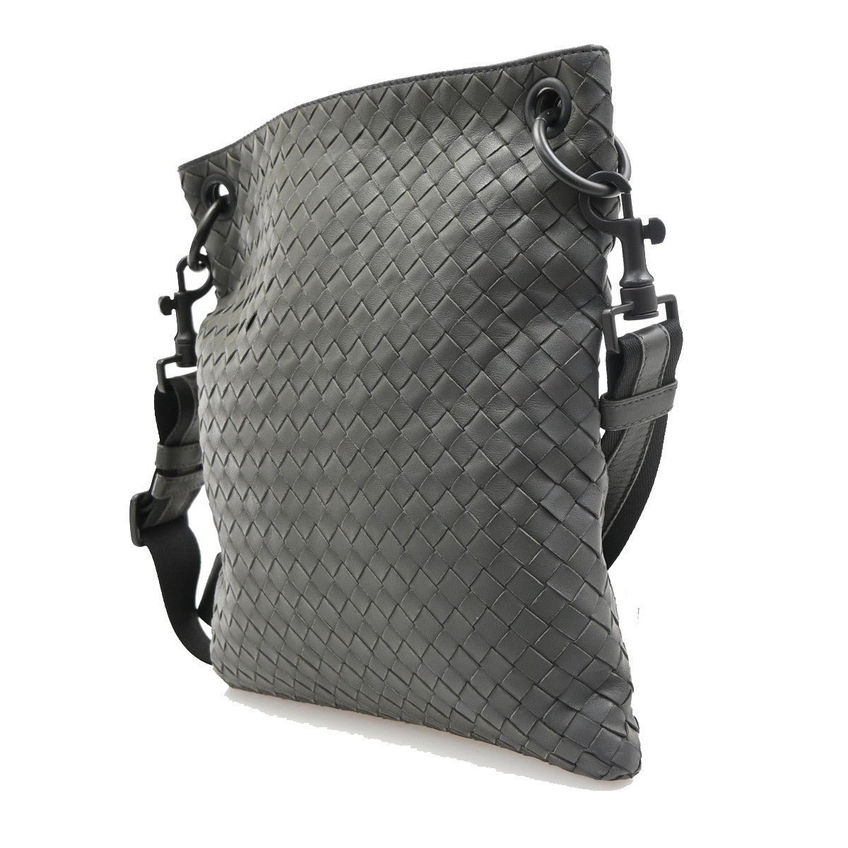 BOTTEGA VENETA Logo Intrecciato Shoulder Bag Leather Gray Italy 12KD110