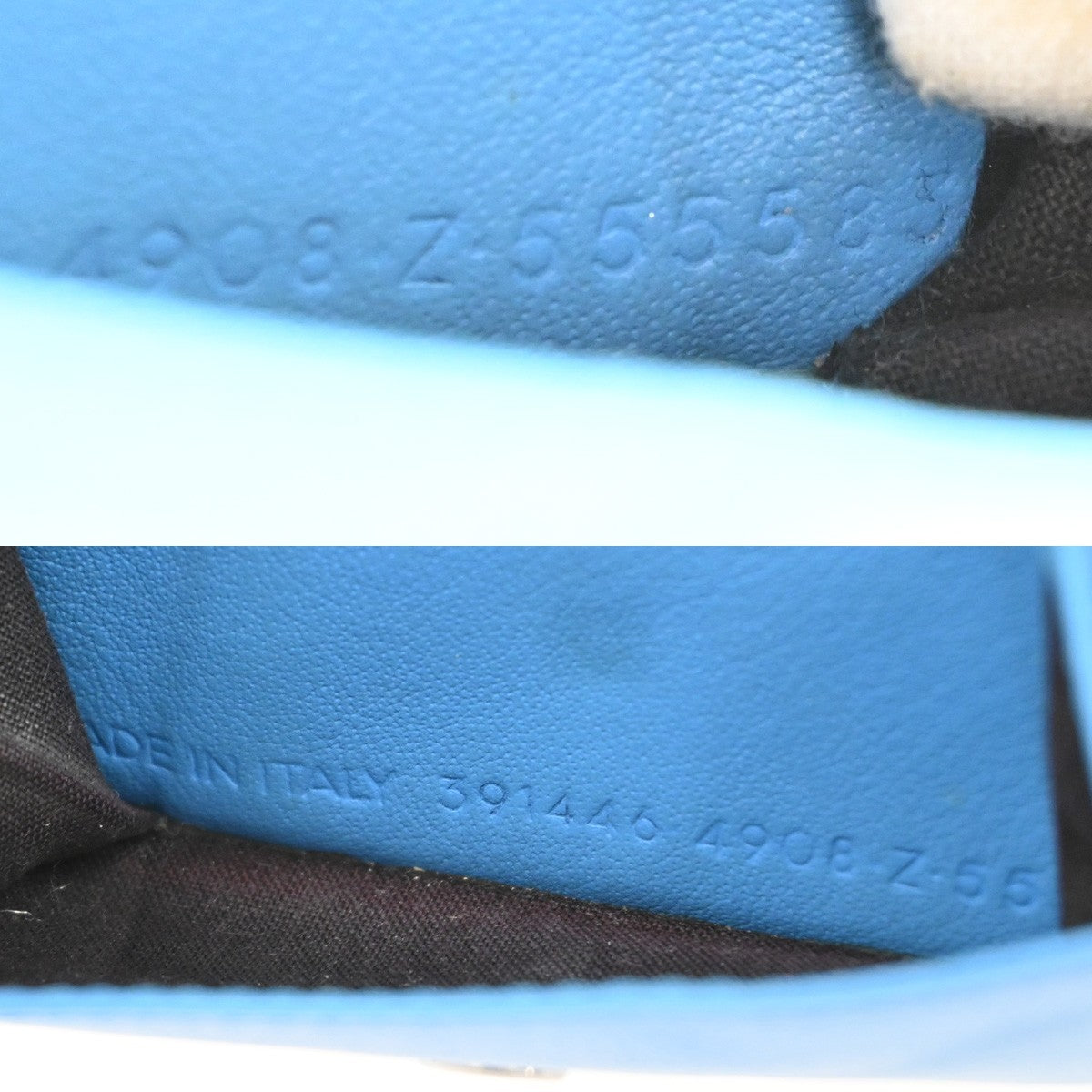 BALENCIAGA Logo Paper Mini Trifold Wallet Purse Leather Blue SHW Italy 68KB334