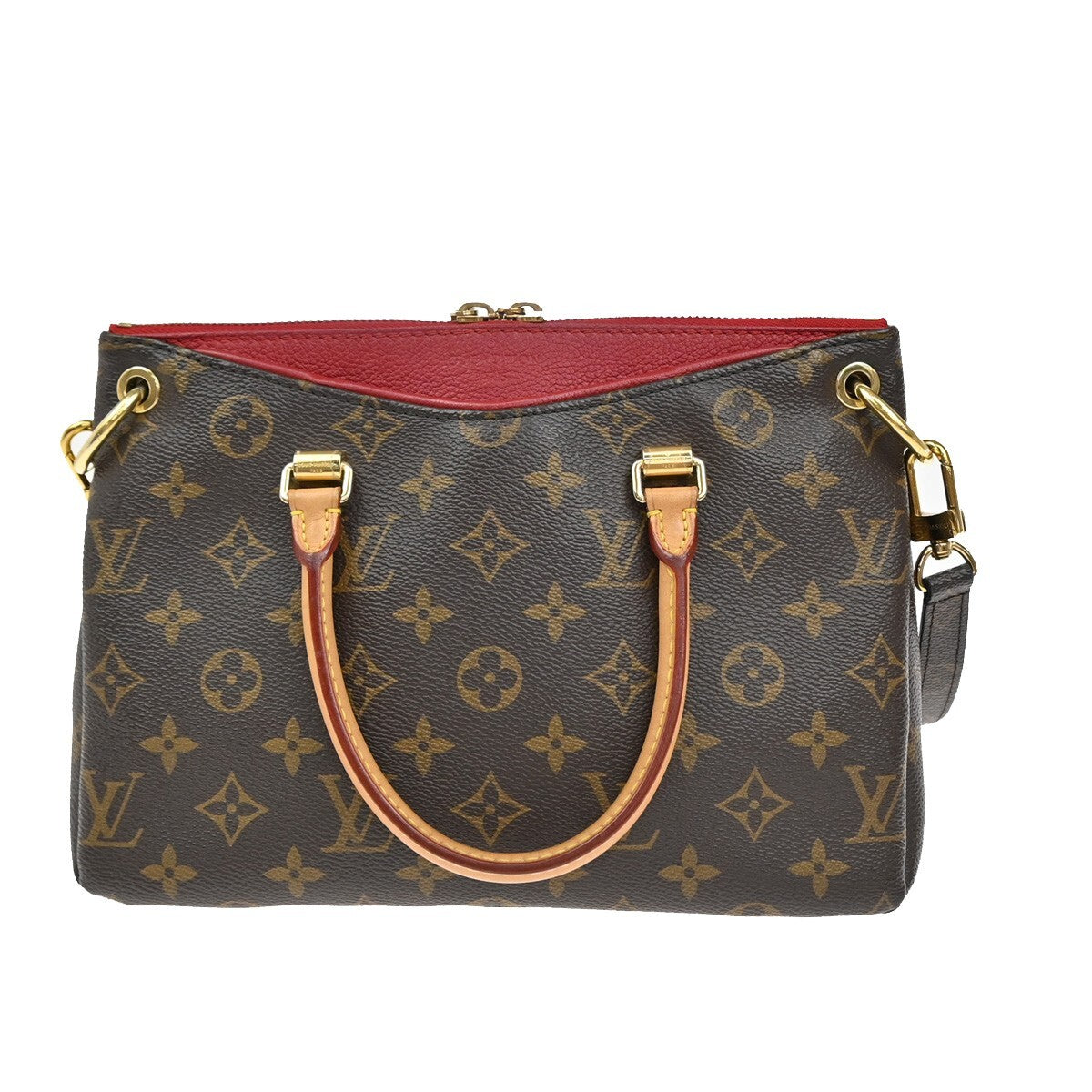 LOUIS VUITTON Pallas BB 2Way Hand Bag Monogram Leather Brown Red M41241 681EE132