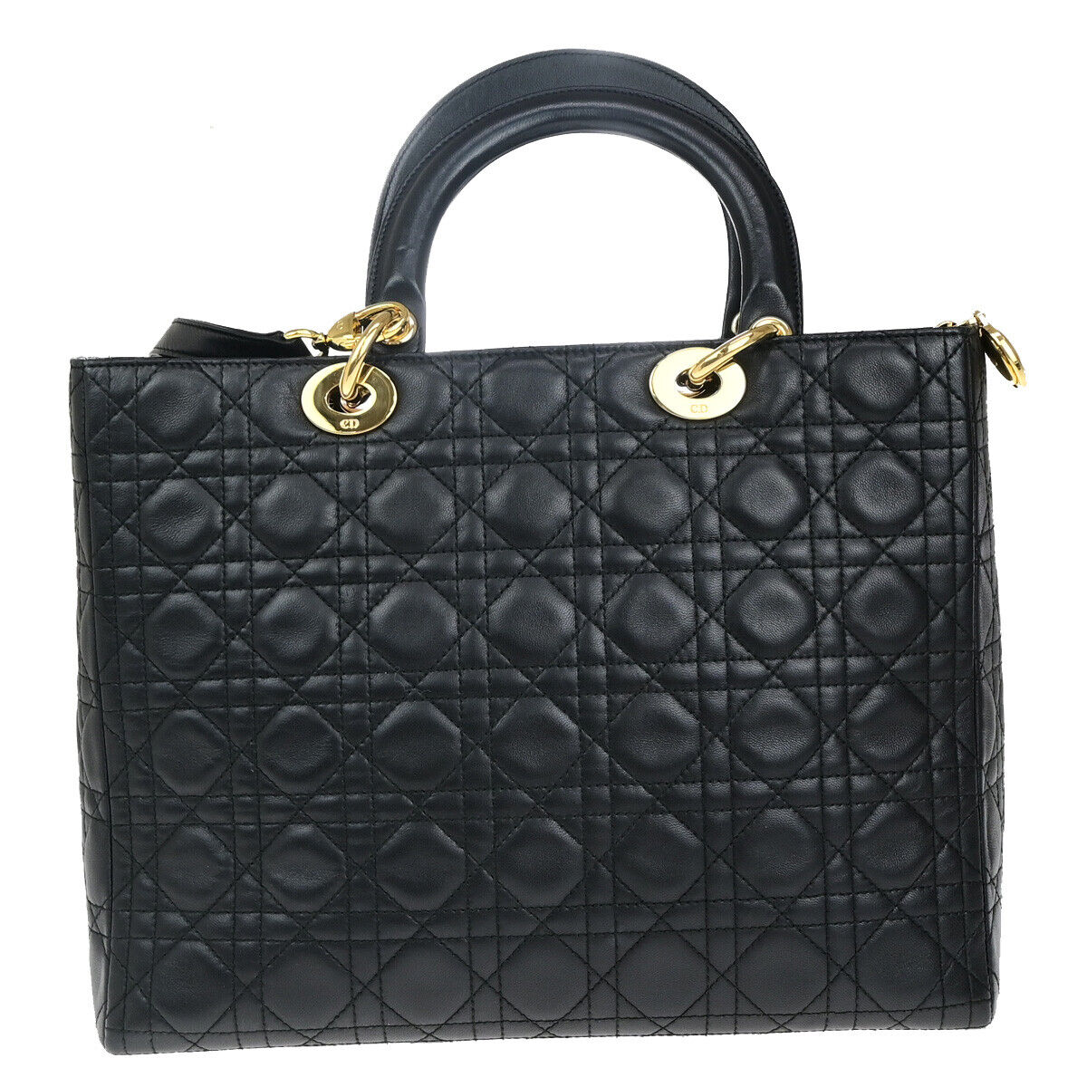 CHRISTIAN DIOR Logo Lady Cannage 2Way Shoulder Hand Bag Leather BE GHW 367RK664