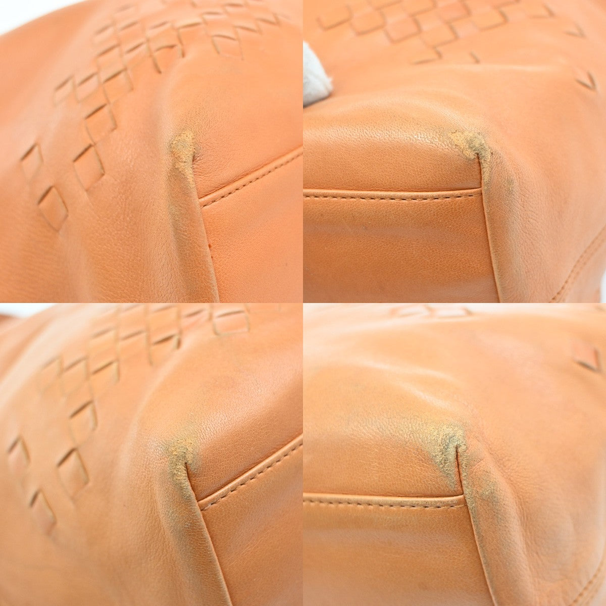 BOTTEGA VENETA Logo Regent Shoulder Tote Bag Leather Orange Italy 89EF880