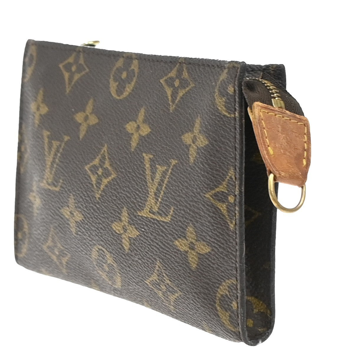 LOUIS VUITTON Logo Bucket PM Pouch Bag Monogram Leather Brown France 60KP177