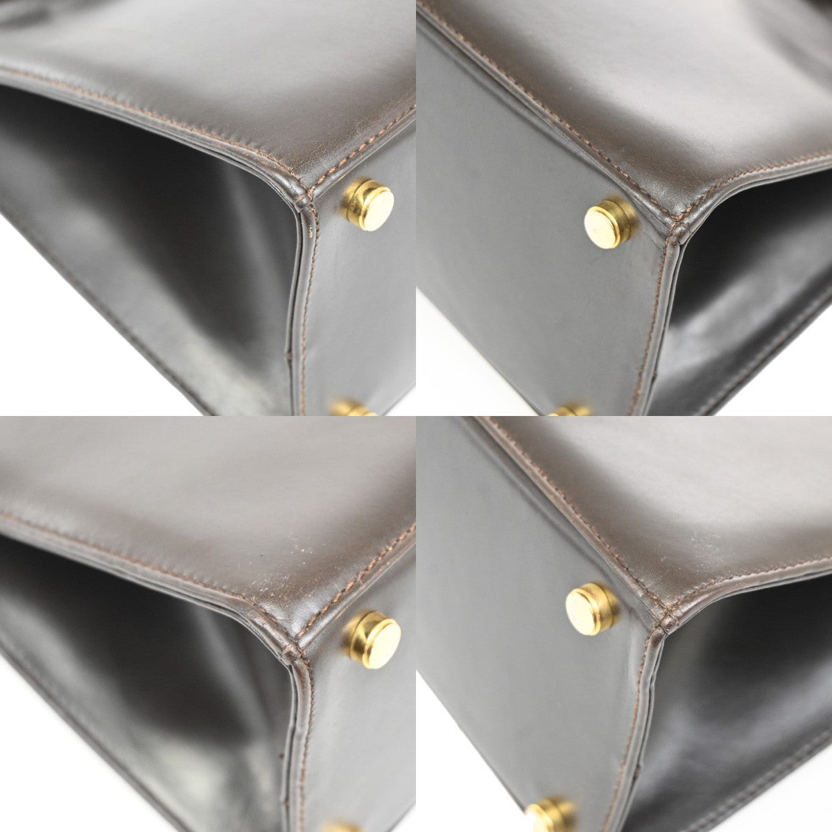 SALVATORE FERRAGAMO Vara 2Way Hand Bag Canvas Leather Brown Gold Italy 64TA067