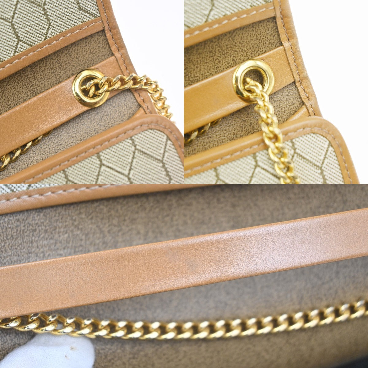 CHRISTIAN DIOR Honeycomb Pattern Shoulder Hand Bag PVC Leather BE France 32MA466