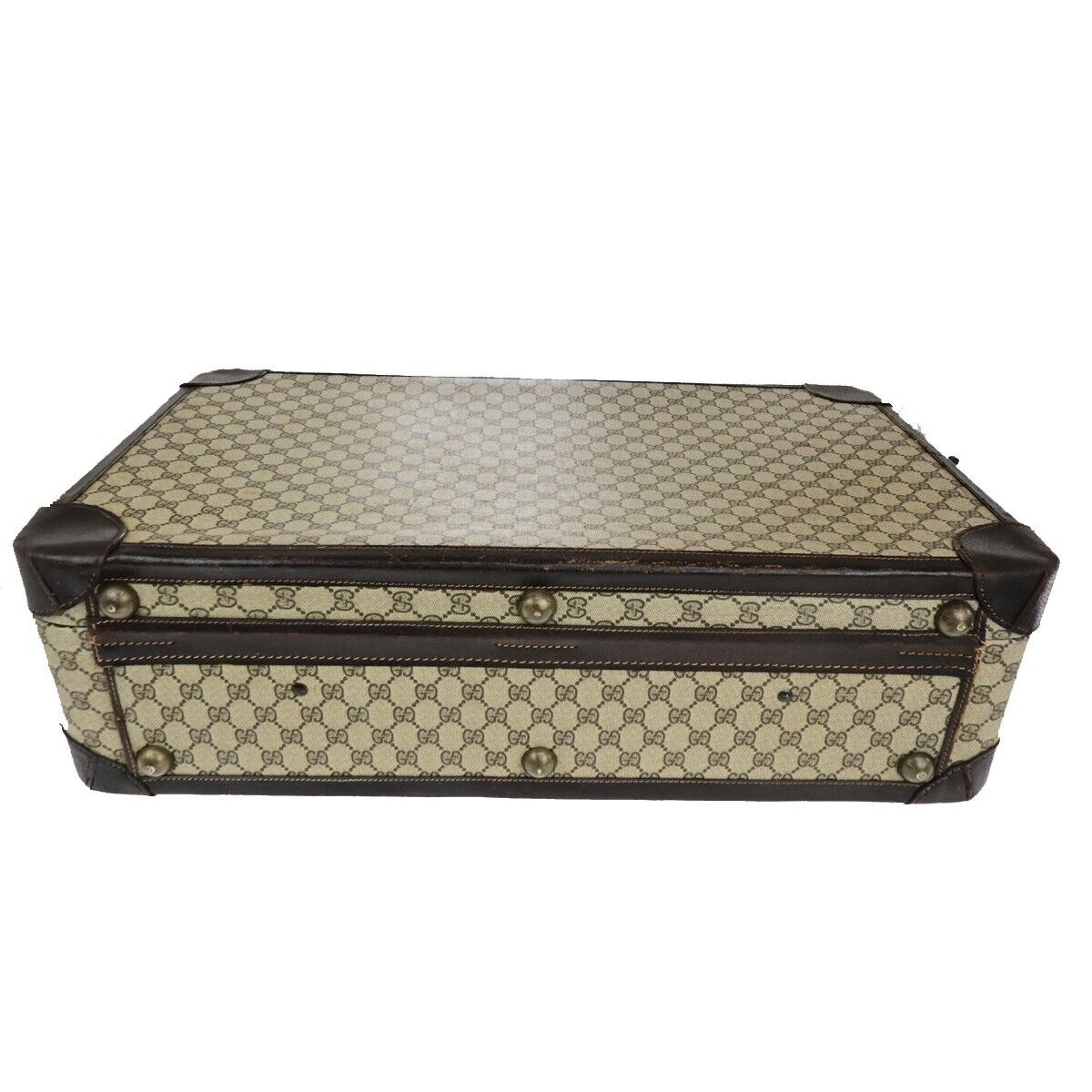 GUCCI Logo GG Pattern Suitcase Hand Bag Supreme Leather Brown Italy 03FB256