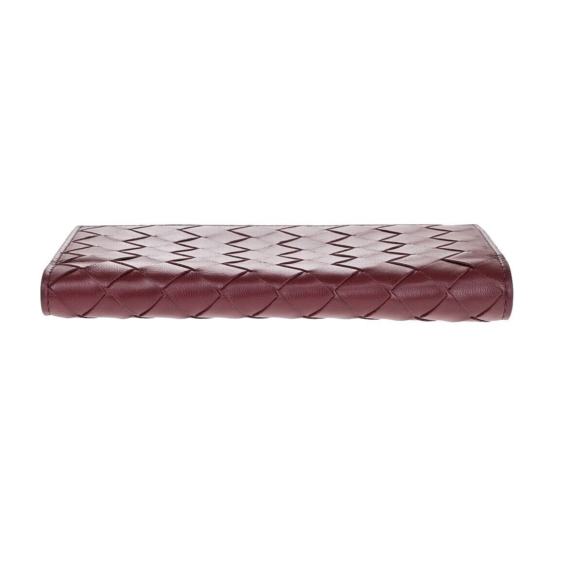 BOTTEGA VENETA Logo Intrecciato Long Bifold Wallet Leather Bordeaux GHW 39EC663