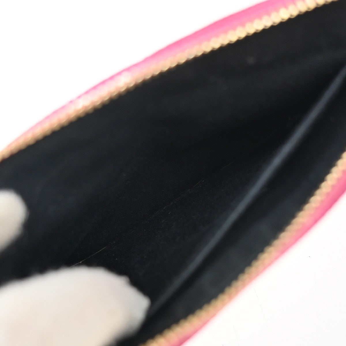 SAINT LAURENT Grain De Poudre Chevron Monogram Bill Pouch Bag Leather PK 86RF725