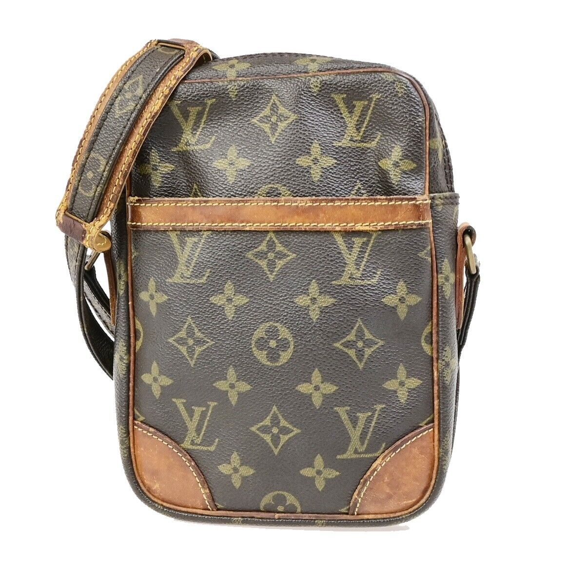 LOUIS VUITTON Danube Shoulder Bag Monogram Leather Brown France M45266 65ED045