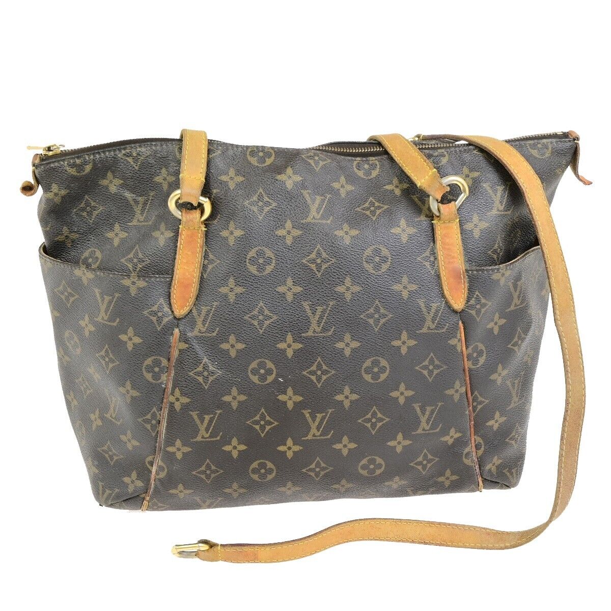 LOUIS VUITTON Logo Totally MM Shoulder Bag Monogram Leather Brown M56689 67FB424