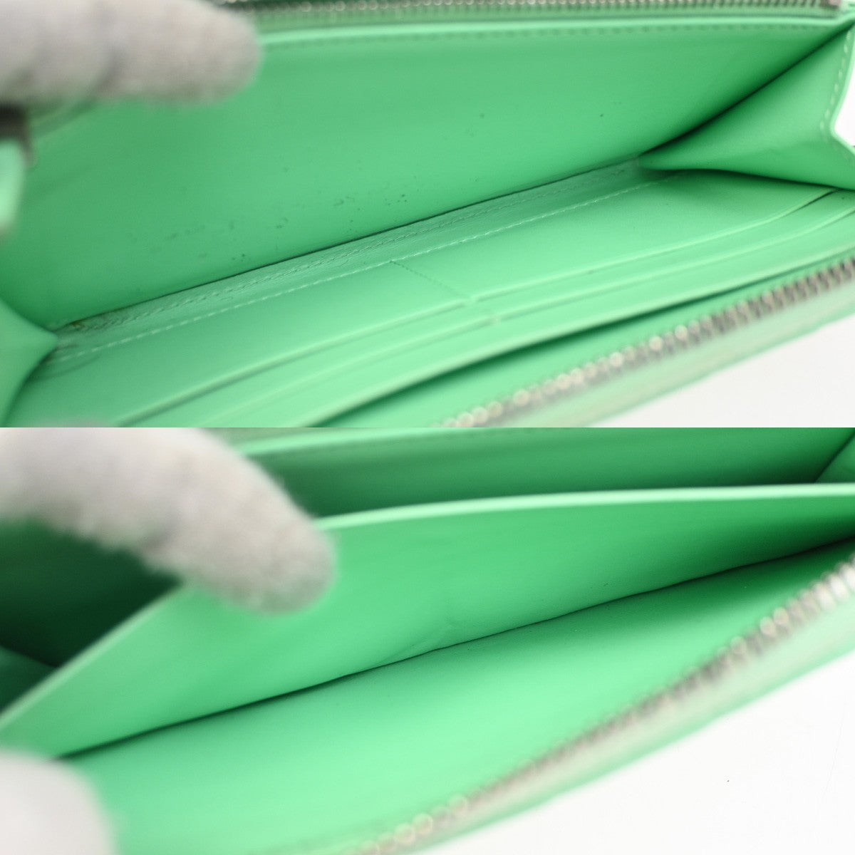BOTTEGA VENETA Logo Intrecciato Zippy Long Wallet Leather Green SHW 66DA285
