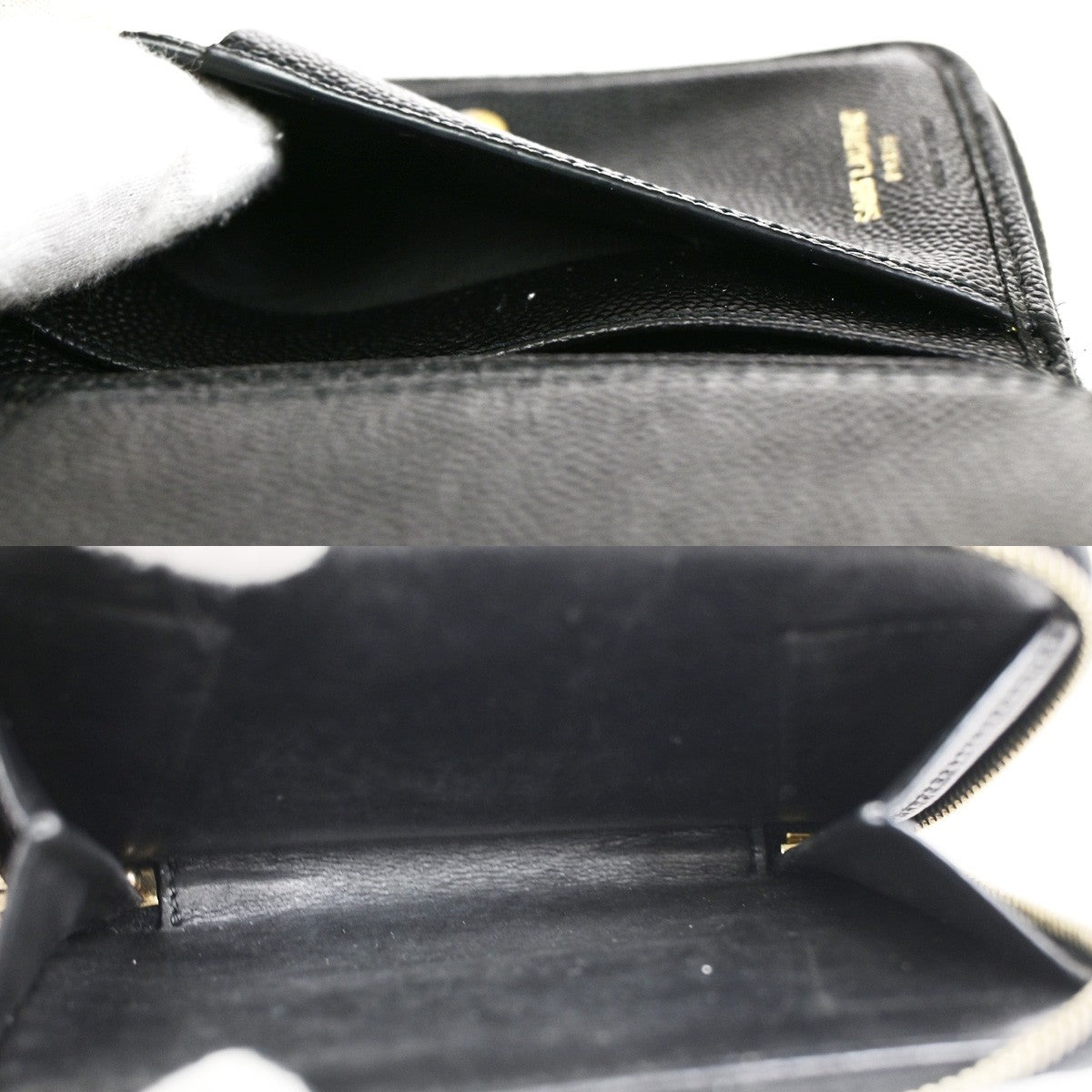 SAINT LAURENT YSL Logo Bifold Purse Wallet Leather Black GHW 38CB050