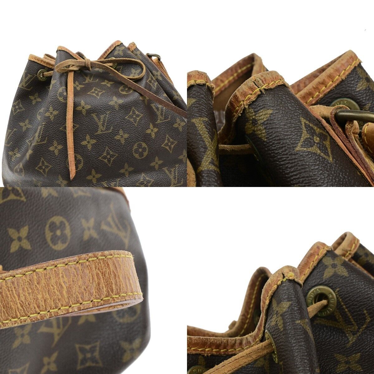 LOUIS VUITTON Petit Noe Drawstring Shoulder Bag Monogram Leather M42226 62ED926