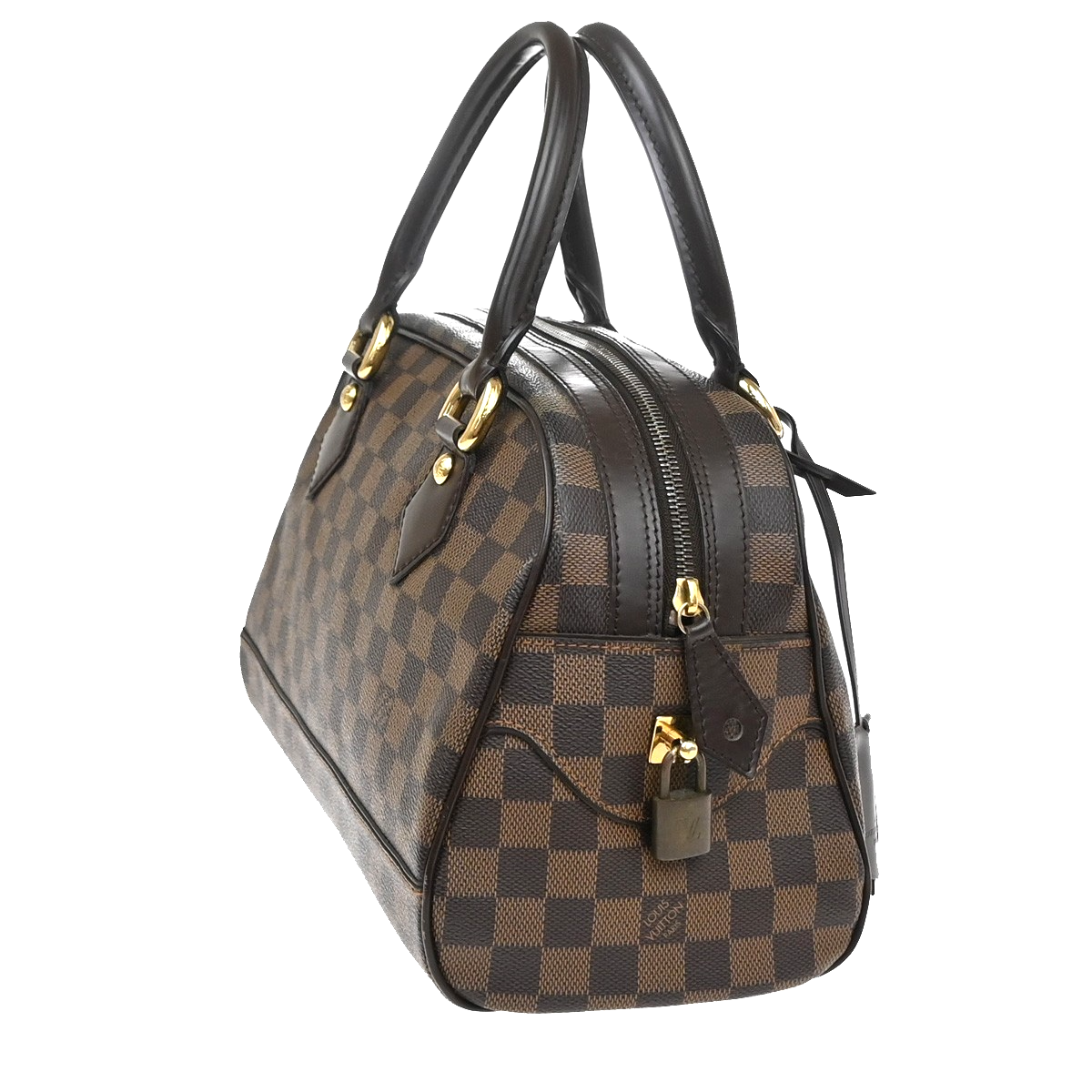 LOUIS VUITTON Logo Duomo Hand Bag Damier Ebene Leather Brown N60008 22YJ097