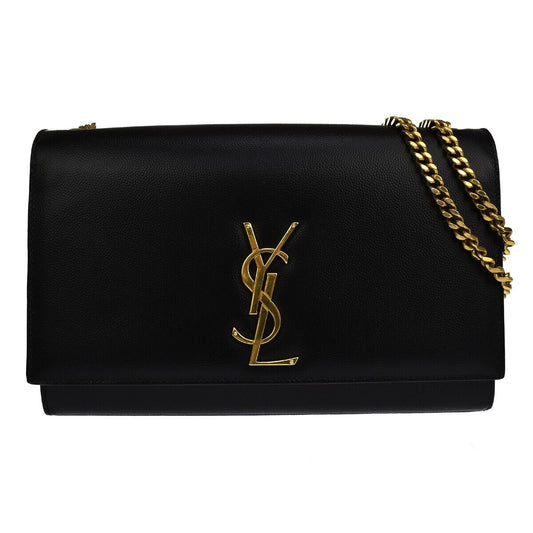 SAINT LAURENT YSL Logo Kate Medium Chain Shoulder Bag Leather Black GHW 689RH460
