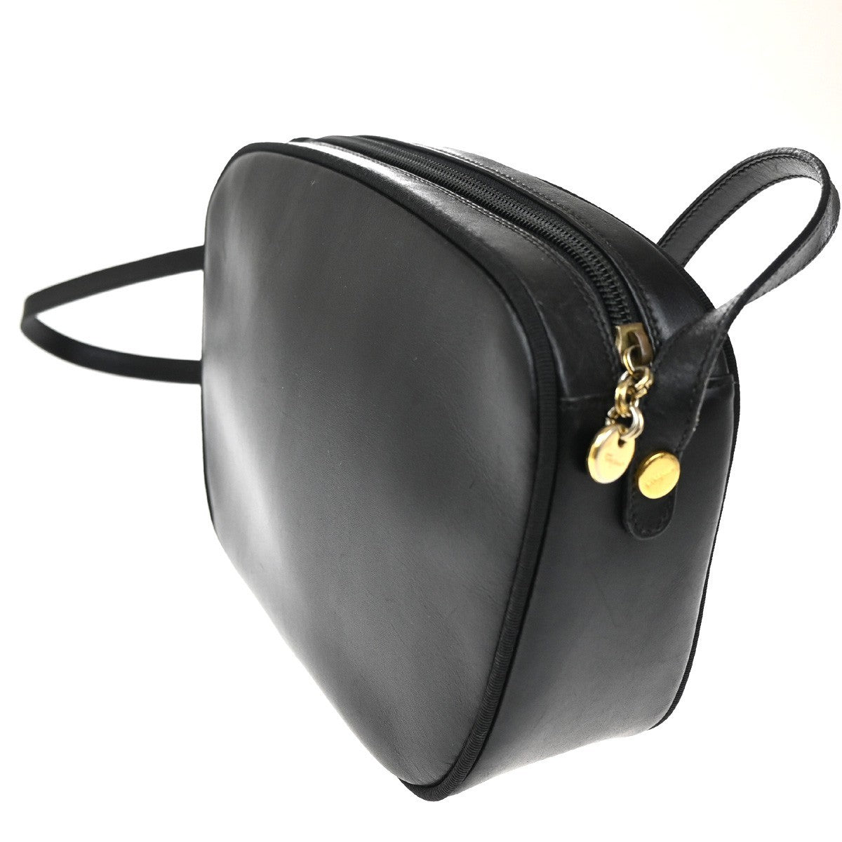 SALVATORE FERRAGAMO Vara Shoulder Bag Canvas Leather Black Gold 69TA430