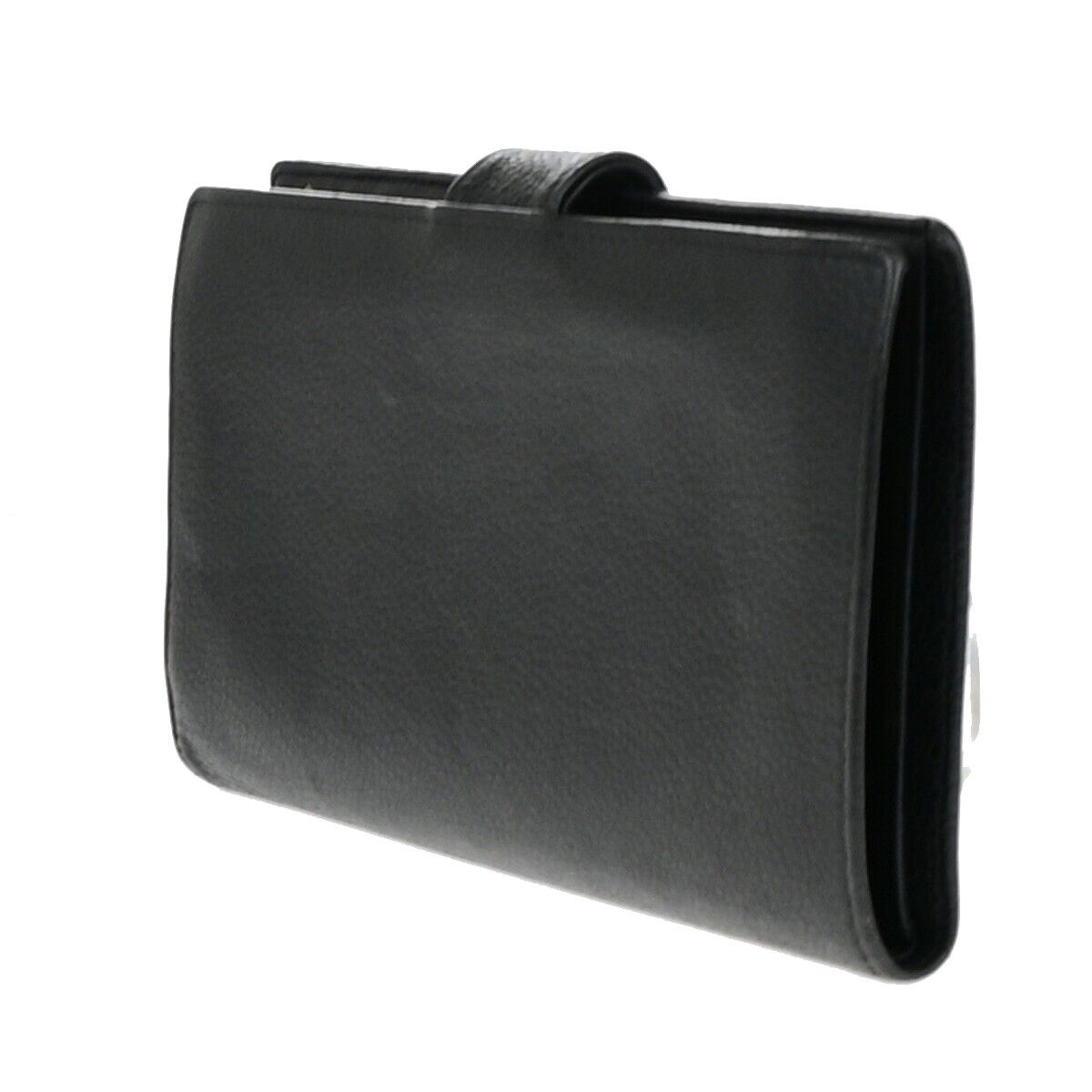 CHANEL CC LOGO Long Bifold Wallet Grained Calfskin Leather Black France 16RK701