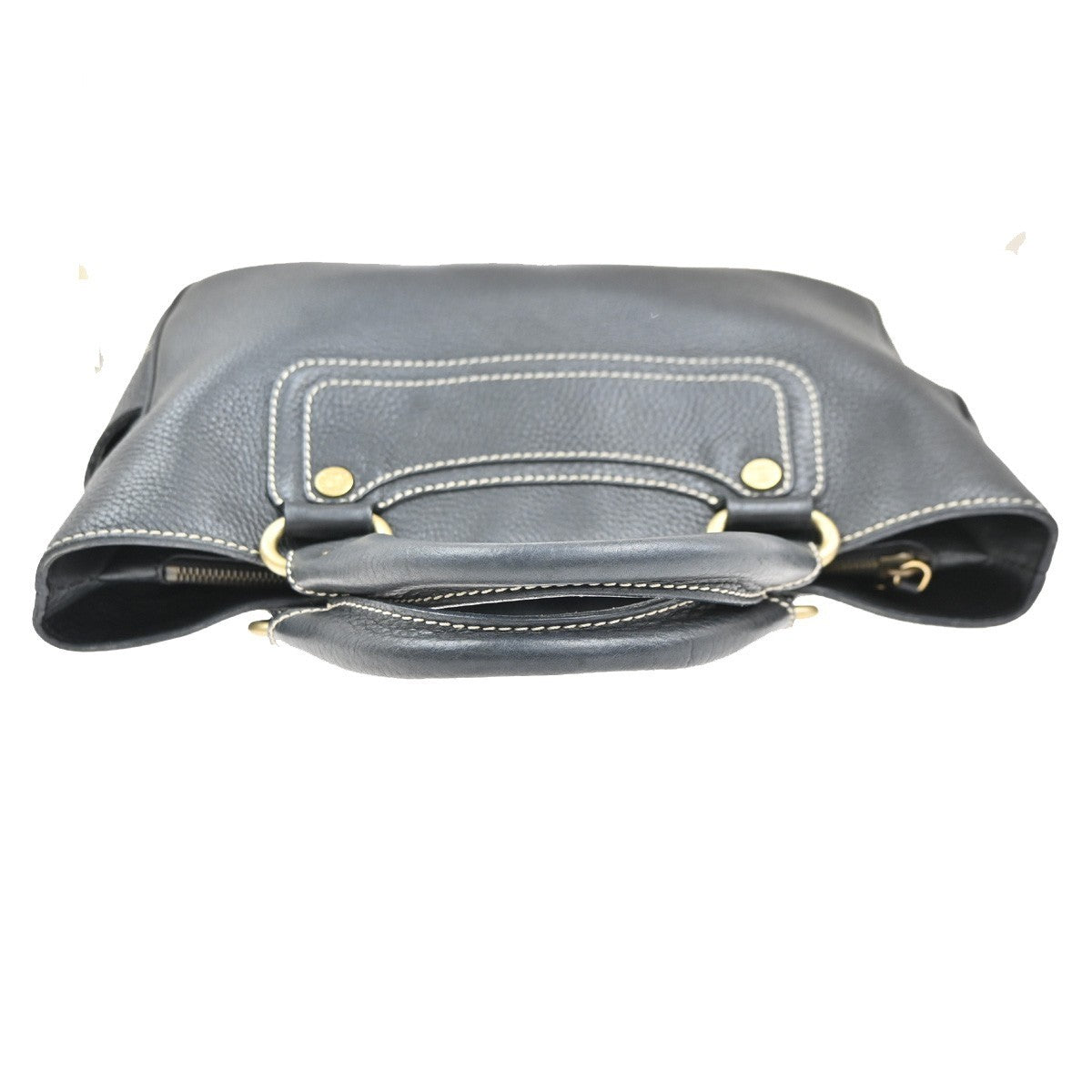 CELINE Logo Macadam Boogie Tote Hand Bag Leather Navy Blue GHW Italy 80MA323