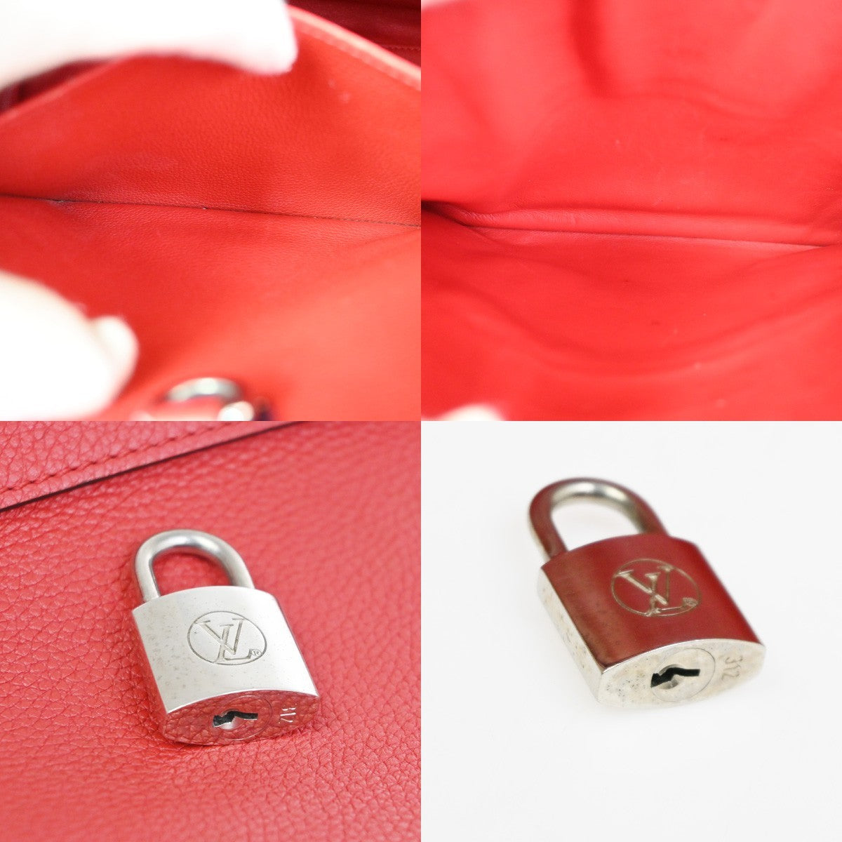 LOUIS VUITTON City Steamer PM 2Way Shoulder Hand Bag Calf Leather Red 55RQ066