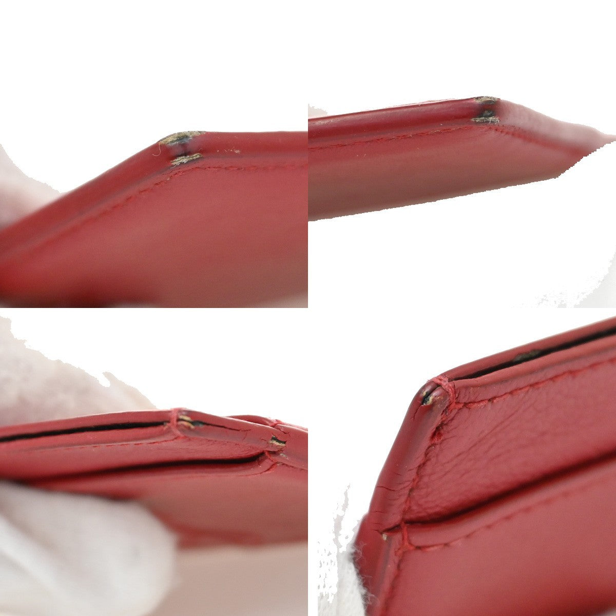 YVES SAINT LAURENT YSL Logo Card Case Wallet Leather Red Made in Italy 63KB290