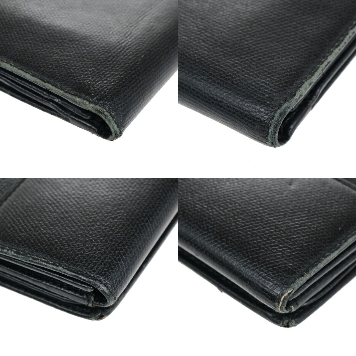 CHANEL CC Logo Long Bifold Wallet Purse Leather Black GHW France 33EB272