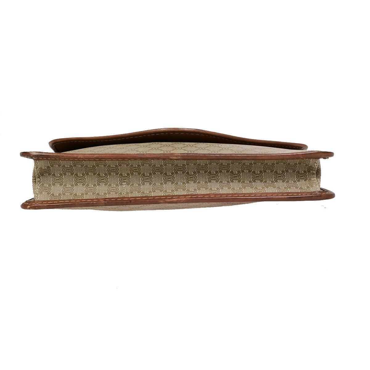CELINE Logo Macadam Pattern Clutch Hand Bag PVC Leather Beige Brown GHW 01YF603