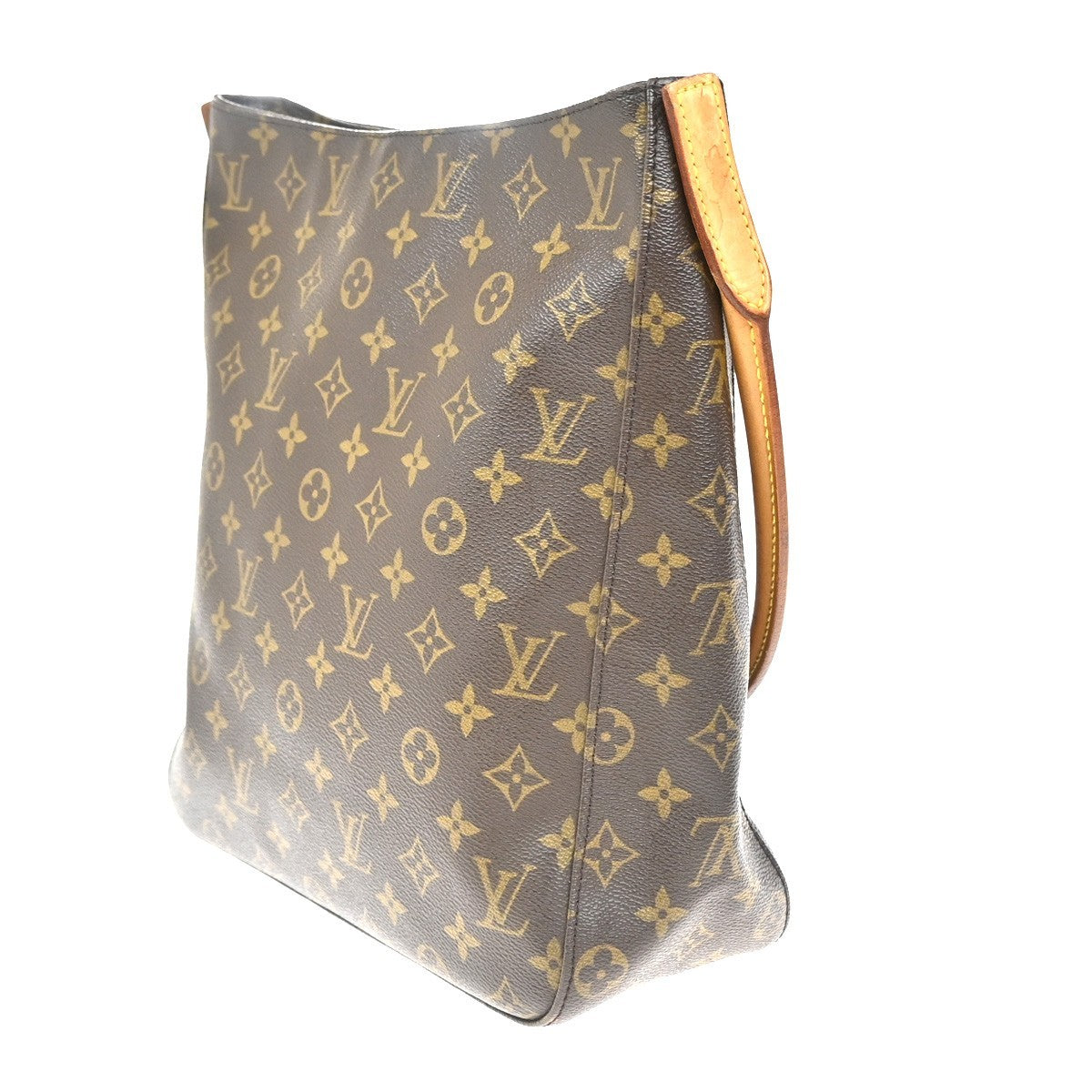 LOUIS VUITTON Logo Looping GM Shoulder Bag Monogram Leather Brown M51145 96KP403