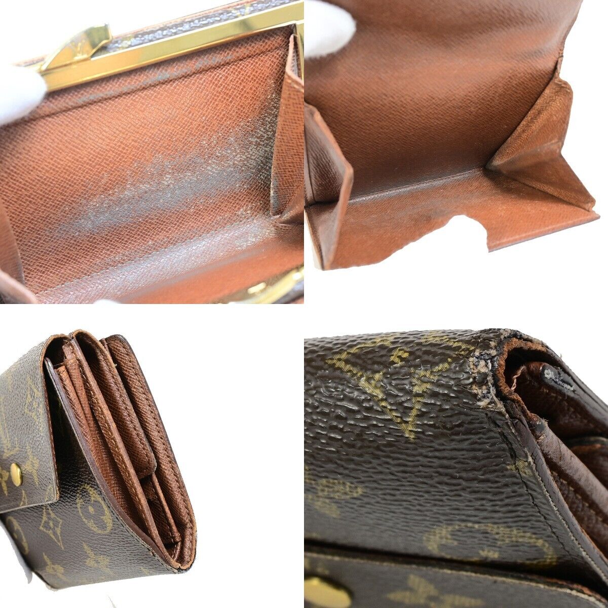 LOUIS VUITTON 2 Set Bifold Wallet Purse Monogram Leather Brown 05FB092