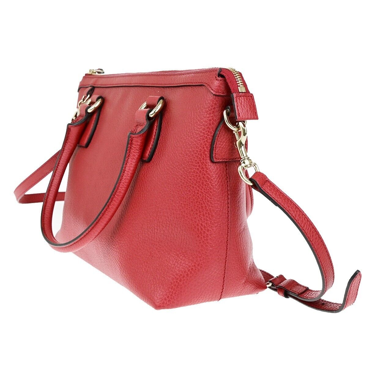 GUCCI GG Interlocking Charm 2Way Shoulder Hand Bag Leather Red GHW 97EC972