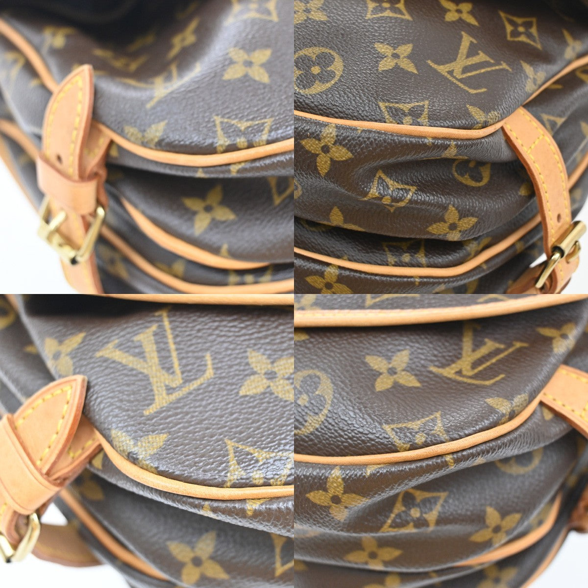 LOUIS VUITTON Logo Saumur 30 Shoulder Bag Monogram Leather Brown M42256 55CA088