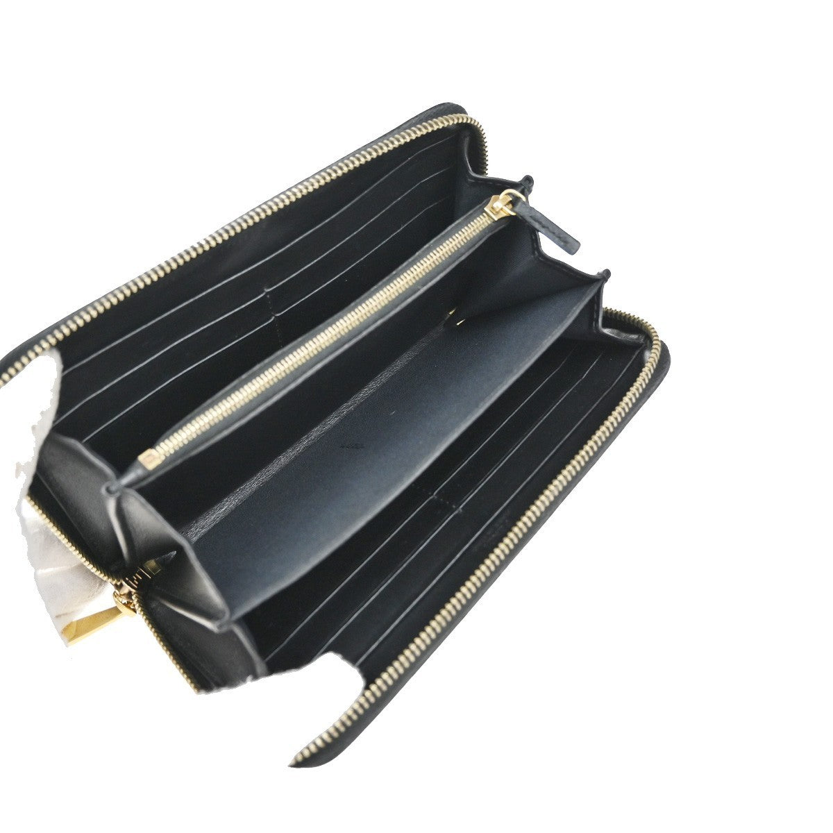FENDI Logo F is Fendi Zipper Long Around Wallet Leather Black Italy 61KP191