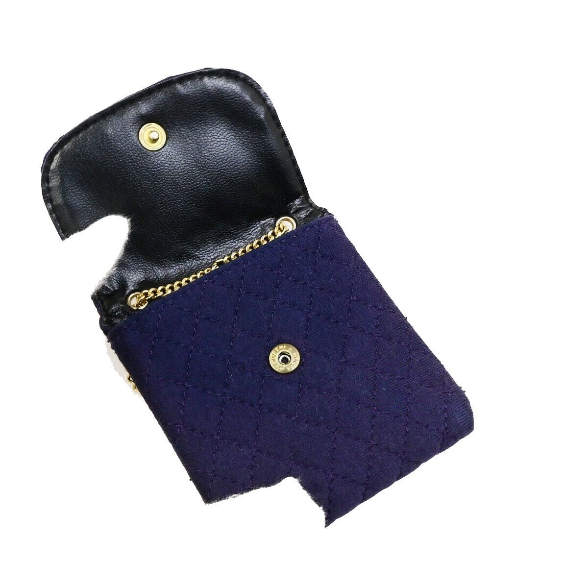 CHANEL Micro Matelasse Pouch Bag Canvas Leather Navy Blue GHW Accessory 73KA444