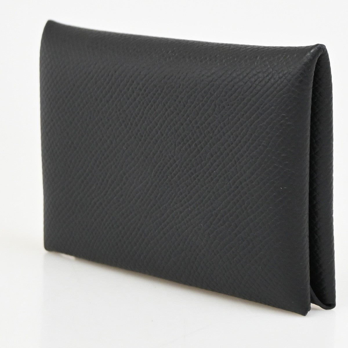 HERMES Logo Calvi Card Case Epsom Leather Black SHW France 72LC614