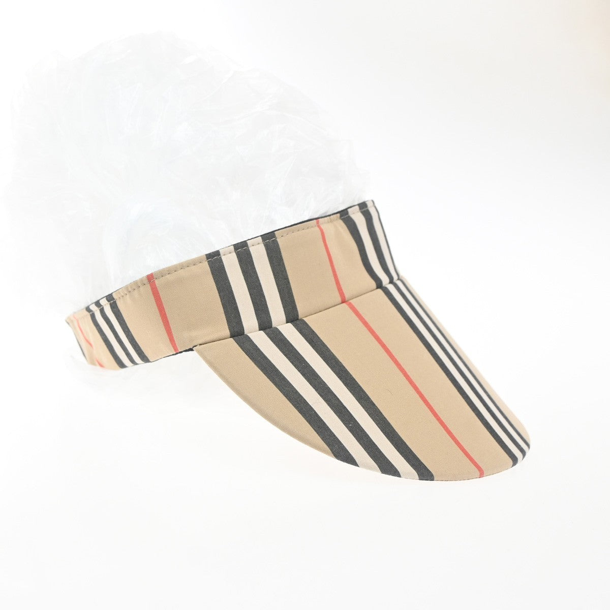 BURBERRY Logo Stripe Visor Hat Size 54-61 Canvas Brown 02RP157