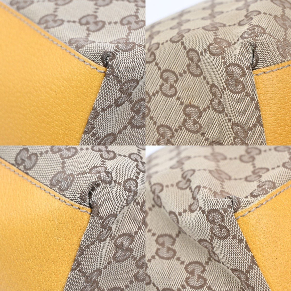 GUCCI GG Canvas Shoulder Tote Bag Leather canvas Yellow Italy 66CA368