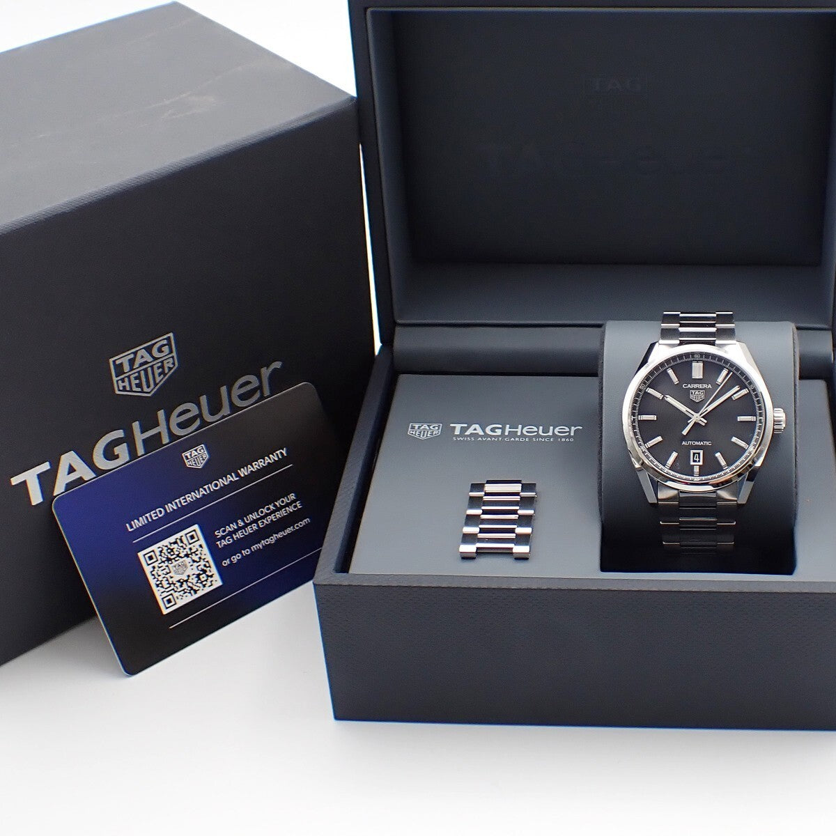 TAG HEUER Carrera Calibre 5 Dayte 39mm WBN2110 Watch Black Dial SS 310LC534