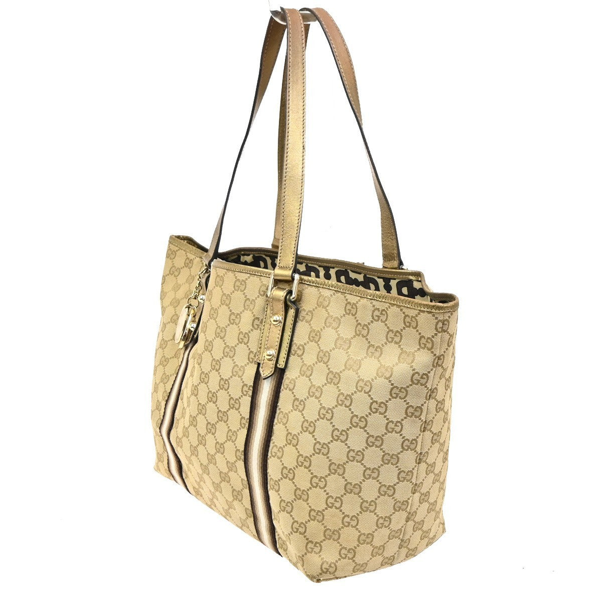 GUCCI GG Sherry Line ShoulderTote Bag Canvas Leather Beige Italy 137396 31MA072