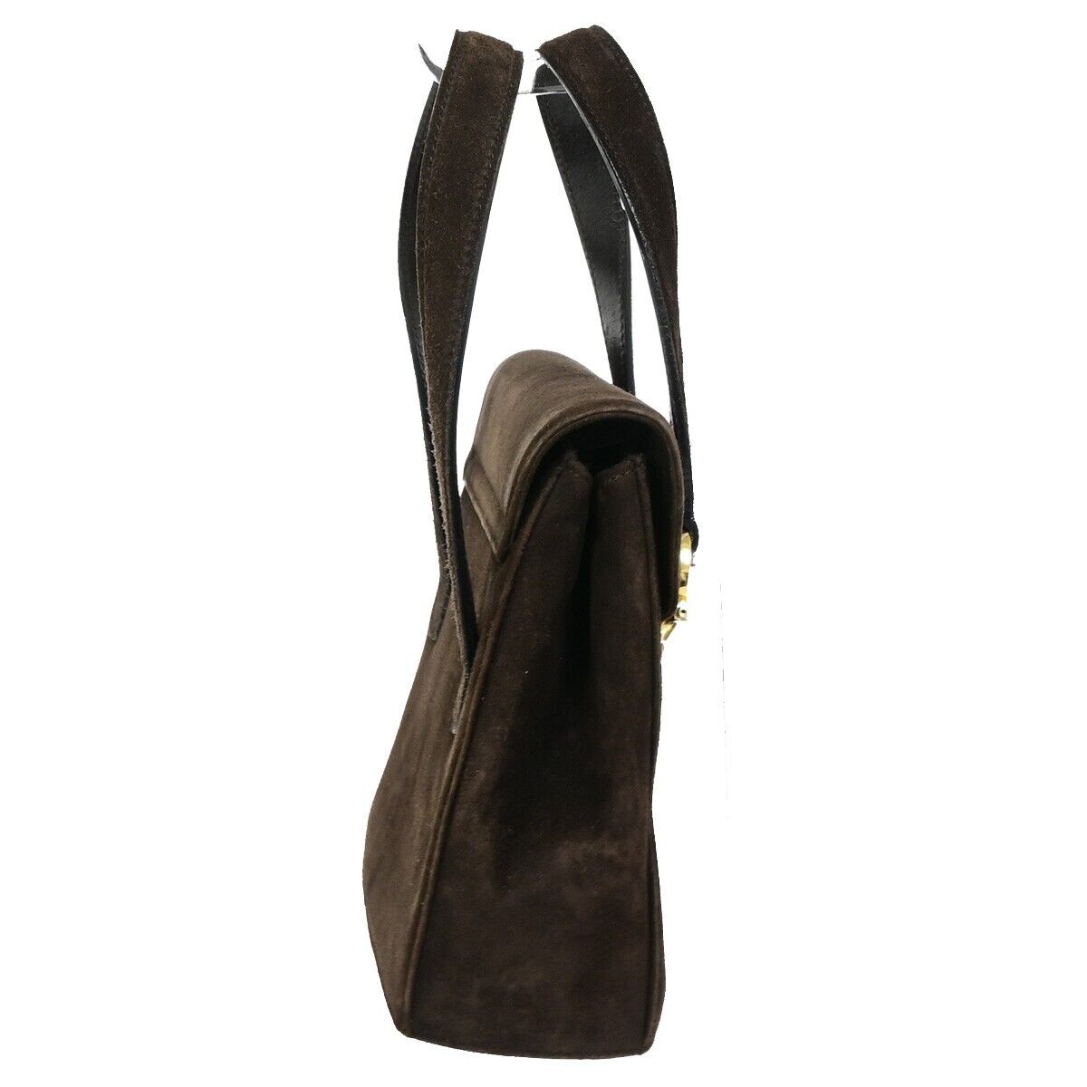 SALVATORE FERRAGAMO Logo Gancini Hand Bag Suede Leather Brown GHW Italy 04FA937