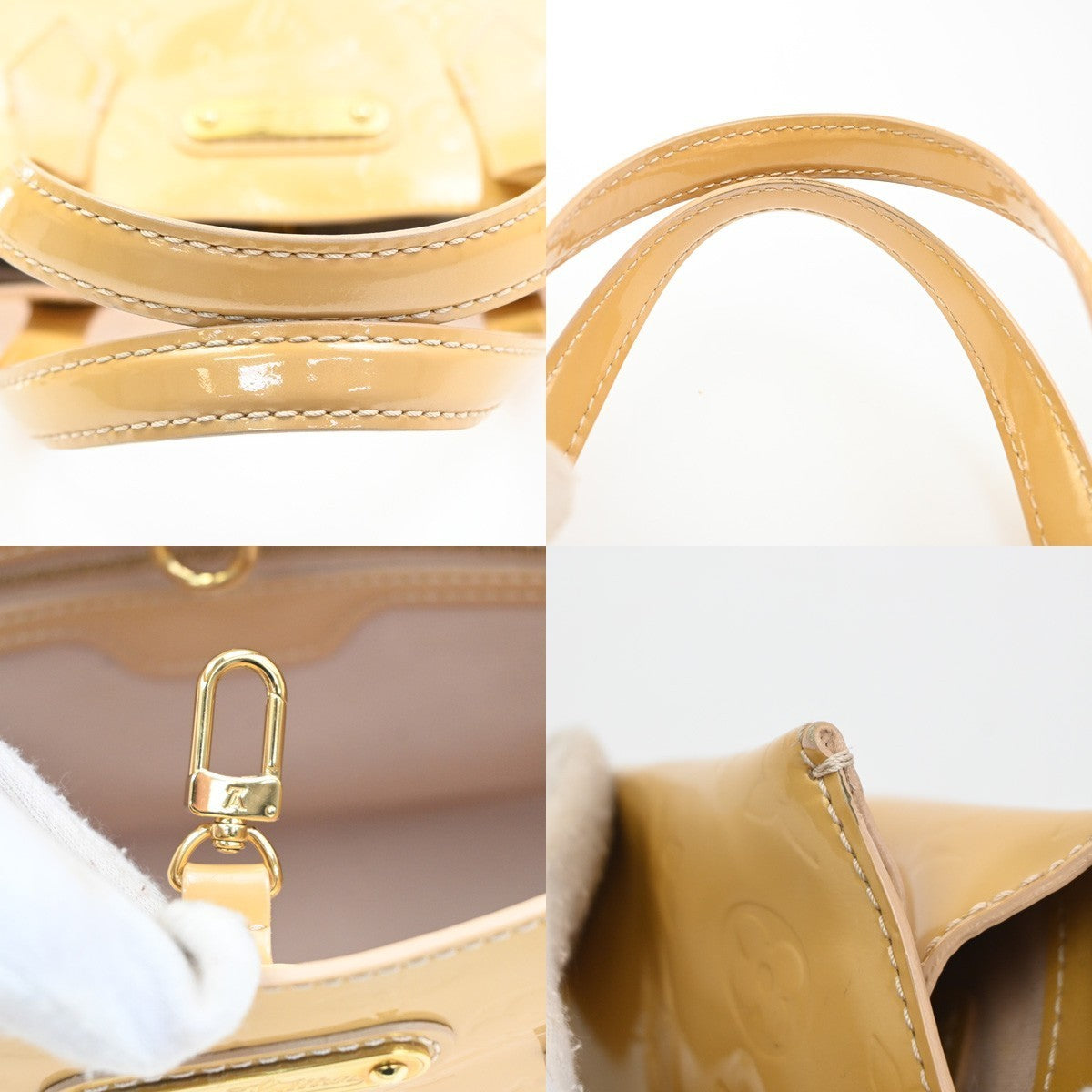 LOUIS VUITTON Wilshire PM Hand Bag Monogram Vernis Patent Beige M91642 33MA275