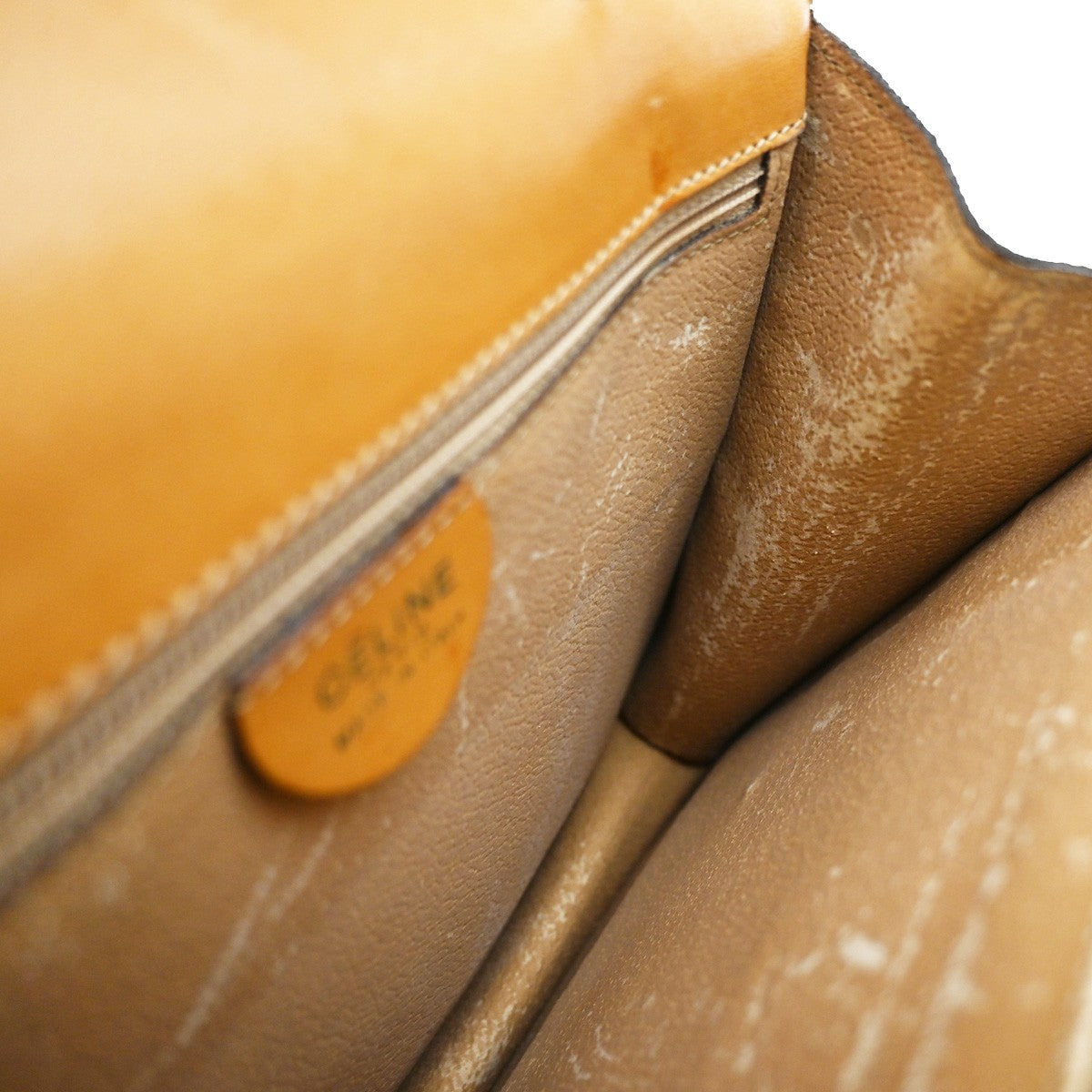 CELINE Logo Macadam Pattern Hand Bag PVC Leather Brown GHW Italy 67EF790