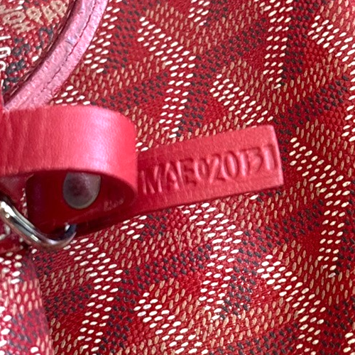 GOYARD Saint Louis PM stripe initial Tote Bag Pouch Red Canvas Leather 620RL919