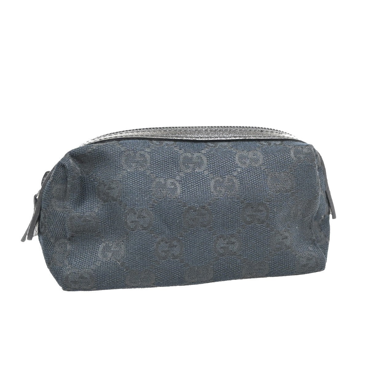 GUCCI Logo GG Pattern Mini Pouch Bag Canvas Leather Black SHW Italy 09KB291