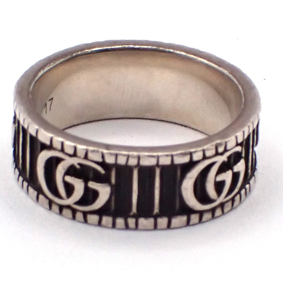 GUCCI GG Marmomt Logo Ring Silver 925 Italy Accessories Size JP 17/ US 8 66MA181