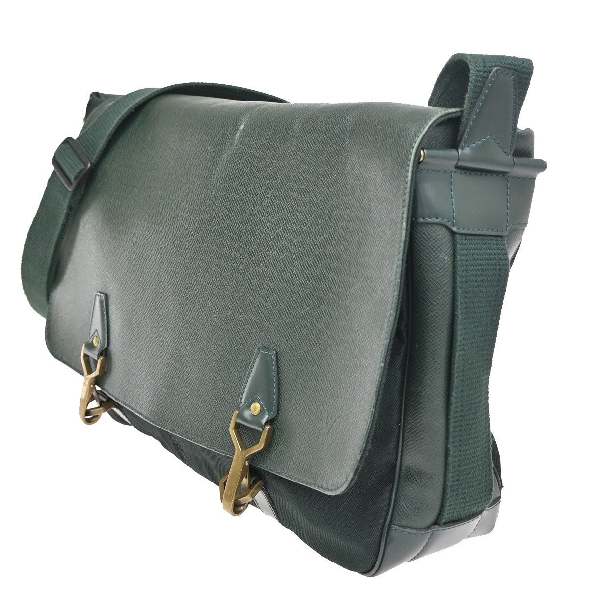 LOUIS VUITTON Delsou Shoulder Bag Taiga Leather Epicea Green GHW M30164 37ZA127