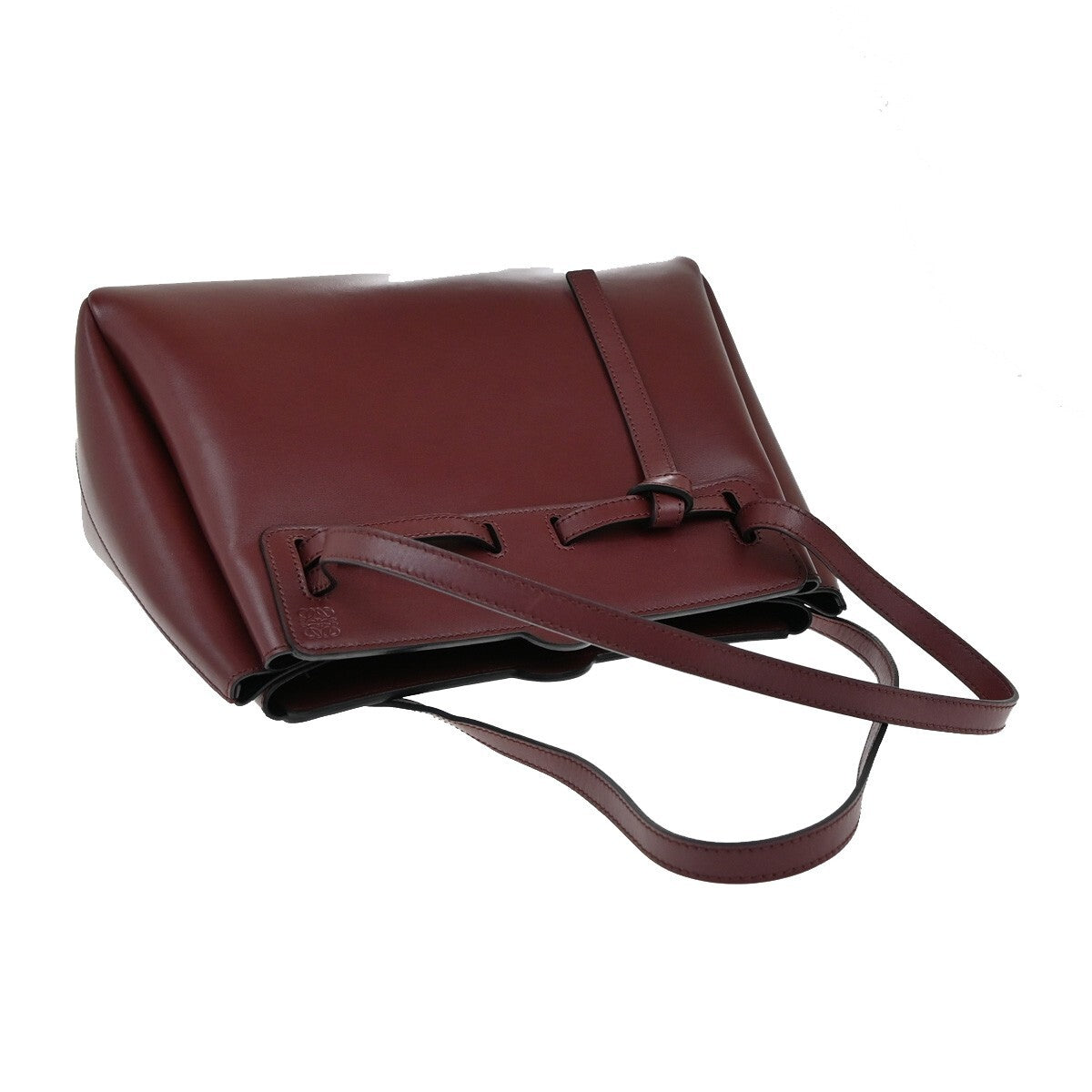 LOEWE Logo Lazo Hand Bag Leather Red Made in Spain 92RF255