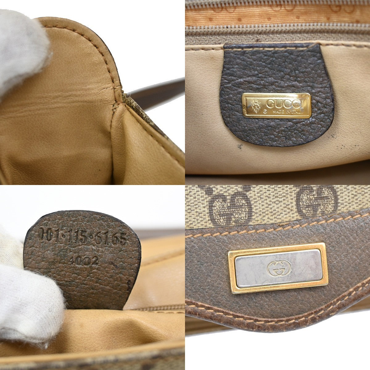 GUCCI Logo GG Pattern Shoulder Bag PVC Leather Brown GHW Italy 04DA118