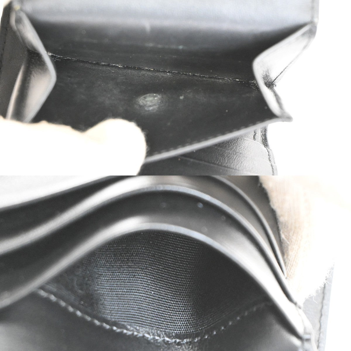 CELINE Triomphe Small Trifold Wallet Purse Leather Black GHW 31TA346