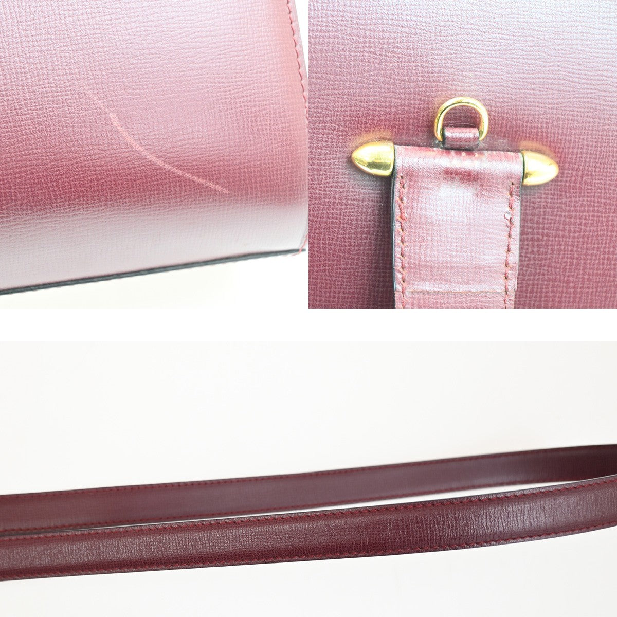 CARTIER Logo Must Line 2way Shoulder Hand Bag Leather Red GHW France 87MA391