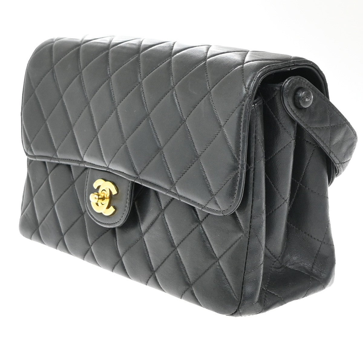 CHANEL Matelasse 25 Double Face Top Hand Hand Bag Leather Black Vintage 880RP115